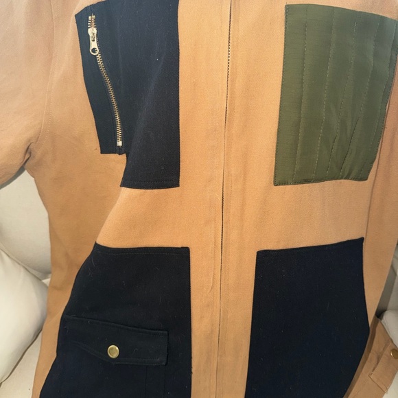 Men's Tan Field Zip Jacket with Contrasting Pocket Panels by Reason - Picture 3 of 12